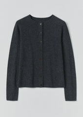 Wool Cashmere Neat Cardigan | Charcoal
