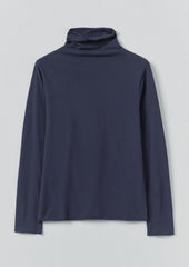 High Neck Soft Cotton Tee | Ink Blue