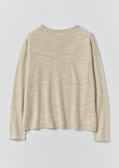 Linen Cotton Fine Knit Sweater | Parchment
