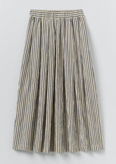 Pleated Cotton Stripe Skirt | Workshop Blue