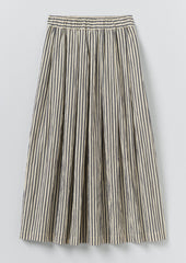 Pleated Cotton Stripe Skirt | Workshop Blue