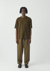 Overdyed Stripe Organic Cotton Tee | Blue Graphite/Woodland Green