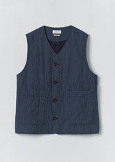 Railroad Stripe Padded Gilet | Denim Blue