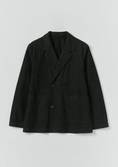 Overdyed Micro Houndstooth Cotton Blazer | Oil Green