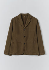 High Break Cotton Linen Blazer | Bronze Green