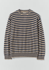 Stripe Alpaca Wool Sweater | Navy/Oatmeal