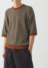Knitted Cotton Tee | Green Multi
