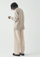Linen Cotton Crew Neck Sweater | Natural