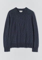 Linen Cotton Crew Neck Sweater | Denim Blue