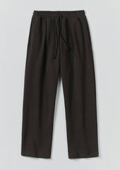 Loopback Jersey Pleated Trousers | Black Pepper