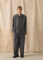 Relaxed Linen Cotton Shirt | Navy/Ecru