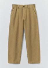 Jude Wide Leg Cotton Twill Trousers | Olive Leaf