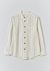 Jasper Irregular Stripe Cotton Shirt | Ecru/Cobalt