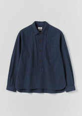 Railroad Stripe Cotton Shirt | Denim Blue