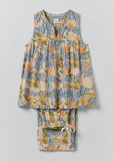 Picnic Print Cotton Pyjamas | Ecru/Multi