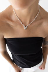 HEART STUD CHAIN LINK NECKLACE
