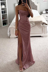 Lola Formal High Slit Glitzy Glitter Dress