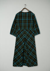 Renewed Astrid Check Seersucker Dress Size 16 (112) | Oil/Sea Green