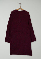 Reworn Knitted Tweed Coat Size S (598) | Damson