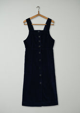 Reworn Cord Pinafore Dress Size 10 (1630) | Navy