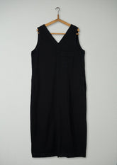 Reworn V Neck Cotton Jersey Dress Size L (1812) | Washed Black