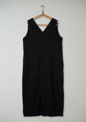 Reworn V Neck Cotton Jersey Dress Size L (1812) | Washed Black