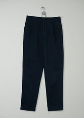 Reworn Men's Cotton Single Pleat Trousers Size S (077) | Navy