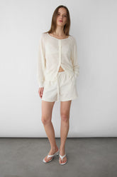 KNIT DRAWSTRING ELASTIC WAIST SHORT