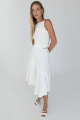 RAW EDGE KNEE-LENGTH SKIRT