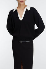 CONTRAST COLLARED SWEATER