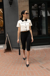 CROPPED KNIT CONTRAST TRIM TOP