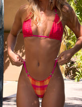 AYANNA REVERSIBLE BIKINI BOTTOM - GINGHAM AND RESORT PLAID