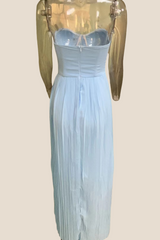 Bustier Blue Pleated A-line Long Dress