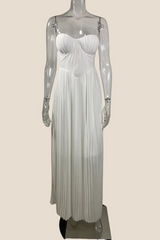 Bustier Blue Pleated A-line Long Dress