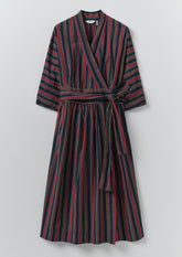 Pantry Stripe Cotton Wrap Dress | Provence Blue