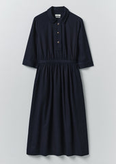 Indigo Cotton Twill Shirt Dress | Indigo