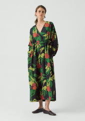 Produce Print Silk Cotton Dress | Slate