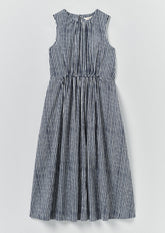 Martha Natural Dye Stripe Cotton Dress | Indigo