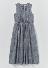 Martha Natural Dye Stripe Cotton Dress | Indigo