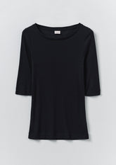 Wool Lyocell Scoop Neck Tee | Ink