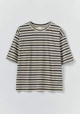Stripe Cotton Short Sleeve Tee | Blue Graphite/Egret