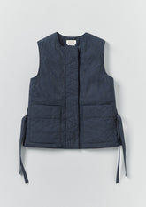 Railroad Stripe Side Tie Vest | Denim Blue