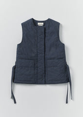 Railroad Stripe Side Tie Vest | Denim Blue