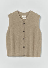 Wool Cashmere V Neck Tank | Stone Melange