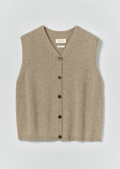 Wool Cashmere V Neck Tank | Stone Melange