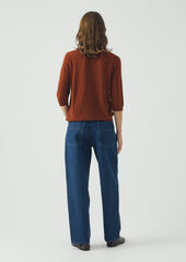 Wool Cashmere Half Sleeve Sweater | Russet