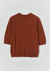 Wool Cashmere Half Sleeve Sweater | Russet