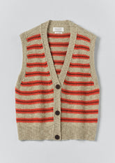 Jacquard Stripe Linen Cotton Tank | Red Multi