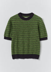 Jacquard Knitted Cotton Top | Green Multi
