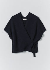 Wool Alpaca Knitted Wrap | Navy